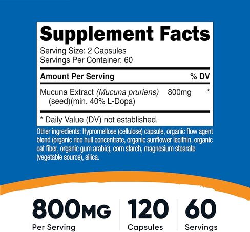 Nutricost Mucuna Pruriens 400mg, 120 Capsules - 800mg Per Serving, Veggie Caps, From Mucuna Pruriens Seed in Saudi Arabia