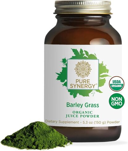 PURE SYNERGY Barley Grass Juice | 5.3 oz Powder | USDA Organic | Non-GMO | Vegan | Made and Sourced in The USA | Cold-Juiced and Low-Temperature Dried (Pack of 1) in Saudi Arabia