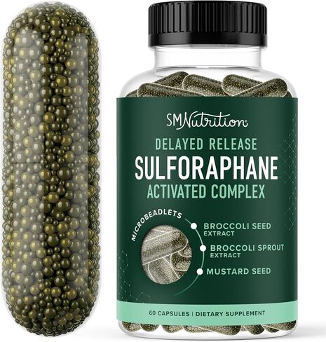 20MG Sulforaphane | from Broccoli Sprouts & Seed Extract | 565MG Microbeadlet Complex | 26MG of Glucoraphanin + Myrosinase | Complete NRF2 Activator, Antioxidant & Cellular Health Supplement | 60 Ct. in Saudi Arabia