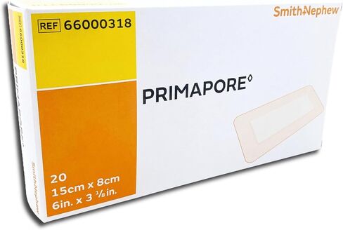 Smith+Nephew PRIMAPORE◊ Peripheral IV Adhesive Dressing, Adhesive Non-Woven Island Dressing, Absorbent Wound Dressing Pads, Sterile Wound Care Products, Pack of 100 (2 7/8 x 2 inches) in Kuwait