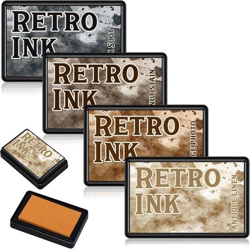 4 Colors Craft Ink Pads, Washable Stamp Pads for DIY Stamping, Vintage in Kuwait