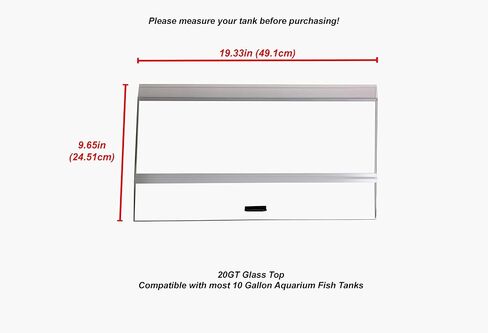 H2Pro 20" Glass Canopy for 10 Gallon Aquarium Fish Tank (19.33 x 9.65 x 0.16in) in Kuwait