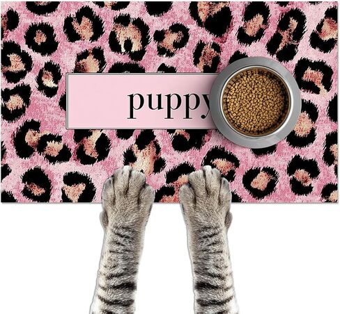 HOMETITUTE Cat Feeding Mat Donut Cat Print Bowl Placemat 24 x 16 Inch in Kuwait