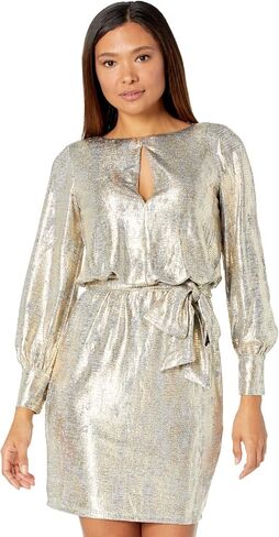 Vince Camuto Women's Metallic Knit Dress with Belt in Kuwait