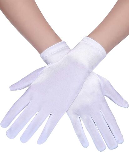 JOVITEC 3 Pairs Women Short Satin Gloves Wrist Length Gloves Gown Gloves Opera Gloves for Party in Kuwait