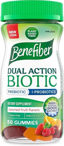 Benefiber Prebiotic Fiber Supplement Gummies with Probiotics for Digestive Health, Assorted Fruit Flavors - 50 Count in Saudi Arabia