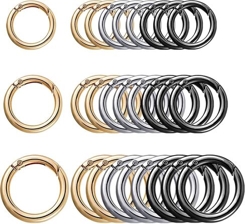 27Pcs Round Snap Buckle Round Clip Hook Trigger Spring O Rings O Ring Keychain Clip Zinc Alloy Hooks Clip DIY Accessories for keyrings Buckle,Bags,Purses,Paper,DIY in Saudi Arabia