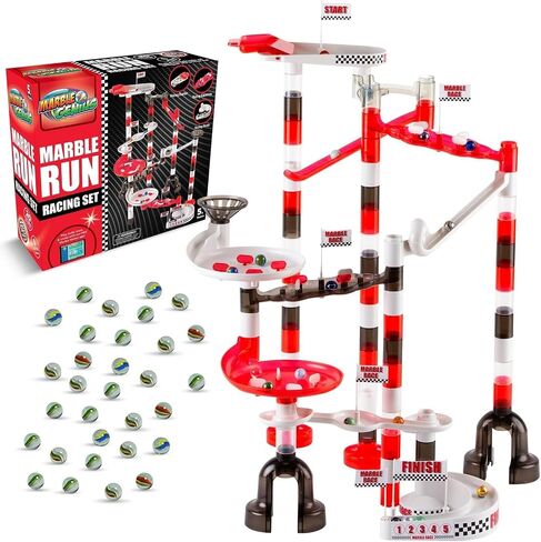 Marble Genius Marble Run Racing Set: 125-Piece Marble Run Racing Set Toys for Kids, Marbles Maze Tower Building Blocks, Marbles Race Track Rolling Game, Educational Learning STEM Toy Gift in Kuwait