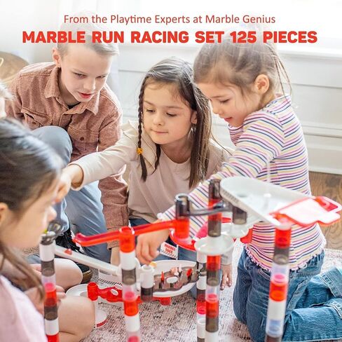 Marble Genius Marble Run Racing Set: 125-Piece Marble Run Racing Set Toys for Kids, Marbles Maze Tower Building Blocks, Marbles Race Track Rolling Game, Educational Learning STEM Toy Gift in Kuwait