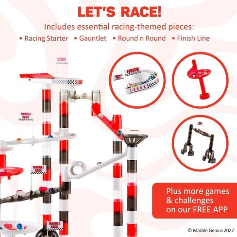 Marble Genius Marble Run Racing Set: 125-Piece Marble Run Racing Set Toys for Kids, Marbles Maze Tower Building Blocks, Marbles Race Track Rolling Game, Educational Learning STEM Toy Gift in Kuwait