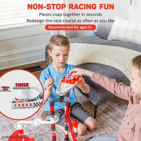 Marble Genius Marble Run Racing Set: 125-Piece Marble Run Racing Set Toys for Kids, Marbles Maze Tower Building Blocks, Marbles Race Track Rolling Game, Educational Learning STEM Toy Gift in Kuwait