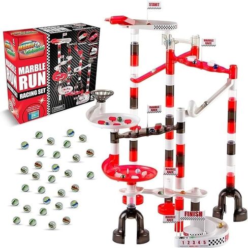 Marble Genius Marble Run Racing Set: 125-Piece Marble Run Racing Set Toys for Kids, Marbles Maze Tower Building Blocks, Marbles Race Track Rolling Game, Educational Learning STEM Toy Gift in Kuwait