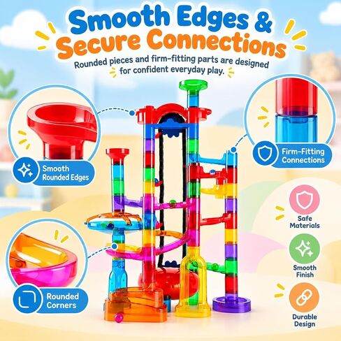 Ifollower 201Pcs Marble Run Kit with Motorized Elevator, Upgrade Mable Track Maze Race Construction Game, STEM Building Learning Toy, Birthday for Boys Girls Aged 3-12 in Kuwait