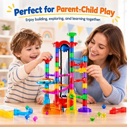 Ifollower 201Pcs Marble Run Kit with Motorized Elevator, Upgrade Mable Track Maze Race Construction Game, STEM Building Learning Toy, Birthday for Boys Girls Aged 3-12 in Kuwait