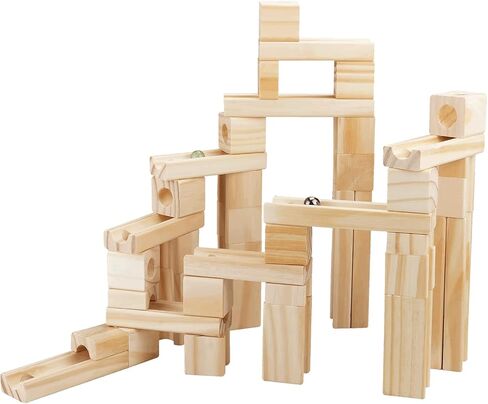 Wooden Marble Run for Kids, 60 Pieces Marble Maze Construction Building Set in Kuwait