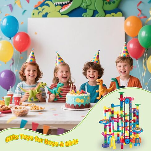 Tucrae 224 PCS Marble Runs Toys with Automatic Elevator Glowing Marble Maze Building Set STEM Puzzle Toys for 3 4 5+ Boys & Girls Children's Day, Christmas Easter Gifts(Containing 60 Marbles) in Kuwait