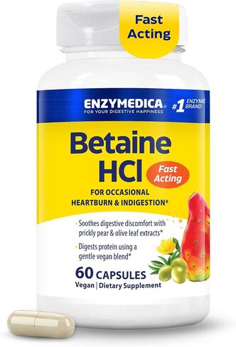 Enzymedica, Betaine HCl, Occasional Heartburn and Indigestion Support, 60 Capsules in Saudi Arabia
