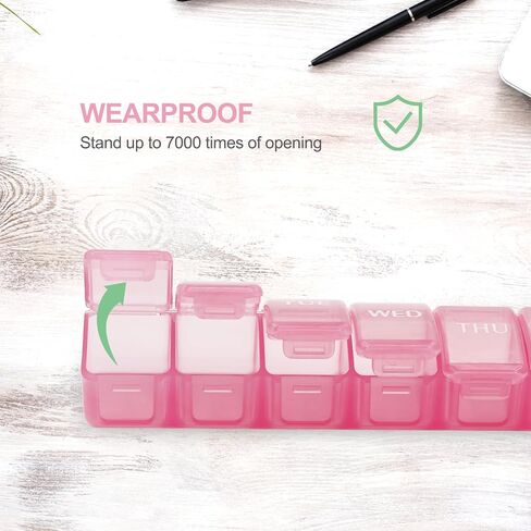 2 PCS Small Weekly Pill Organizer 7 Days,Pocket Daily Pill Case, Daily Planner, Pill Box for Pills/Vitamin/Fish Oil/Supplements (Black) in Saudi Arabia