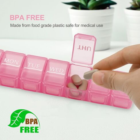 2 PCS Small Weekly Pill Organizer 7 Days,Pocket Daily Pill Case, Daily Planner, Pill Box for Pills/Vitamin/Fish Oil/Supplements (Black) in Saudi Arabia