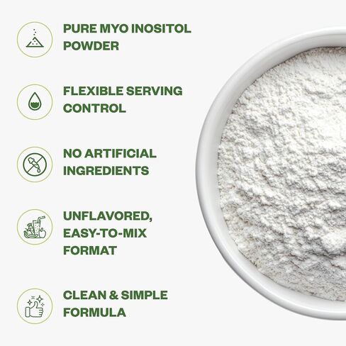 مسحوق Purisure Myo-Inositol، 250 جرام، الخصوبة، التوازن الهرموني ودعم المبيض، مسحوق Inositol النقي، مكمل Myo Inositol لدعم الطاقة وعافية الدماغ، نباتي، غير معدل وراثيًا، 500 حصة in Kuwait