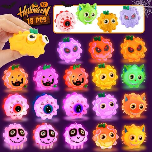 18Pcs Halloween Light Up Pop Balls Halloween Party Favors Gifts for Kids in Kuwait