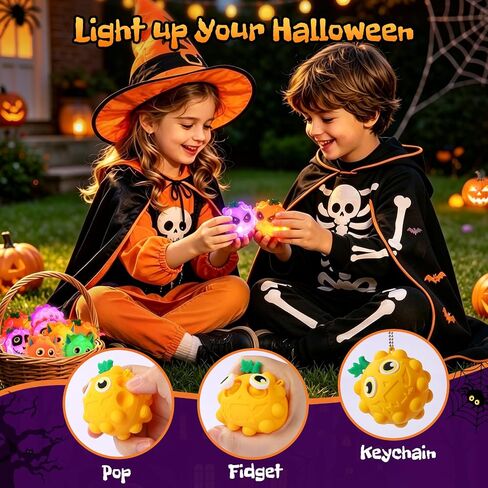 18Pcs Halloween Light Up Pop Balls Halloween Party Favors Gifts for Kids in Kuwait