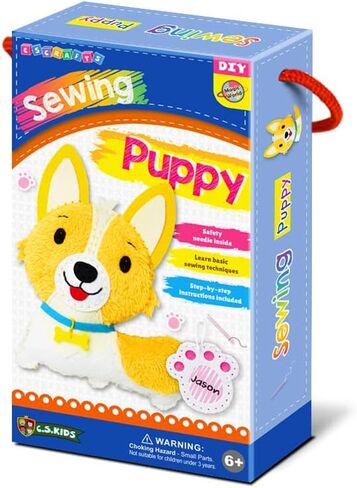 C.S. Kids Magic World DIY Personalised Sewing Kit - Puppy |Frist Sewing Arts & Crafts Gifts | Educational Sewing Kit for Kids | Sew Your Own (Safety Needle & Instruction Included) in Saudi Arabia