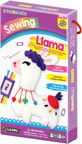 C.S. Kids Magic World DIY Personalised Sewing Kit - SA21 My Llama |Frist Sewing Arts & Crafts Gifts | Educational Sewing Kit for Kids(Safety Needle & Instruction Included) in Saudi Arabia