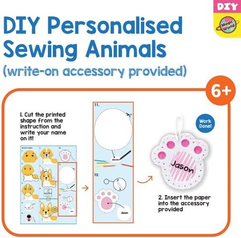 C.S. Kids Magic World DIY Personalised Sewing Kit - SA21 My Llama |Frist Sewing Arts & Crafts Gifts | Educational Sewing Kit for Kids(Safety Needle & Instruction Included) in Saudi Arabia