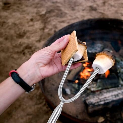 Briout Marshmallow Roasting Sticks 12 Colors Extra Long 45'' Stainless Telescoping Hot Dog Smores Skewers Kids Safe Barbecue Forks for Campfire, Bonfire and Grill(12 Count) in Kuwait
