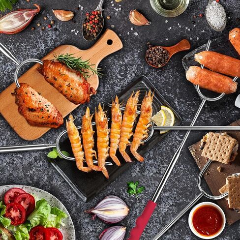 Briout Marshmallow Roasting Sticks 12 Colors Extra Long 45'' Stainless Telescoping Hot Dog Smores Skewers Kids Safe Barbecue Forks for Campfire, Bonfire and Grill(12 Count) in Kuwait