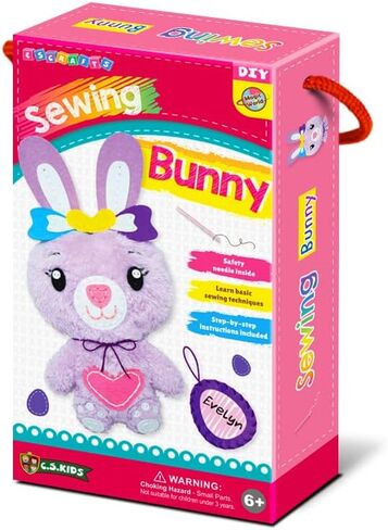 C.S. Kids Magic World DIY Personalised Sewing Kit - Bunny |Frist Sewing Arts & Crafts Gifts | Educational Sewing Kit for Kids | Sew Your Own (Safety Needle & Instruction Included) in Saudi Arabia