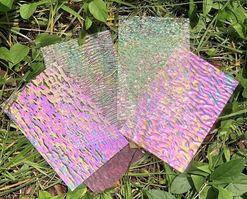 Lanyani 12 Sheets Iridescent Stained Glass Sheets, Cathedral Art Glass Packs for Mosaic Work Craft, Assorted Clear+Opaque+Colored Transparent in Saudi Arabia