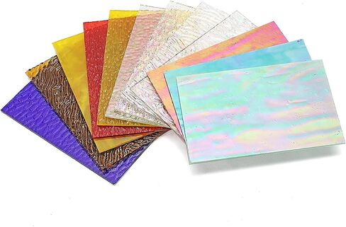 Lanyani 12 Sheets Iridescent Stained Glass Sheets, Cathedral Art Glass Packs for Mosaic Work Craft, Assorted Clear+Opaque+Colored Transparent in Saudi Arabia
