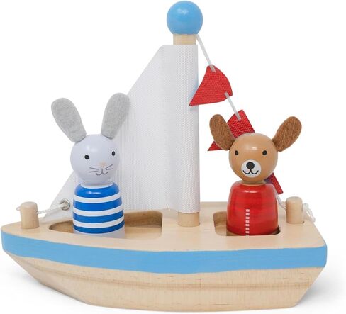 Jack Rabbit Creations Wooden Toy Boat - Floating Bath Toy - Ages 3+ in Saudi Arabia