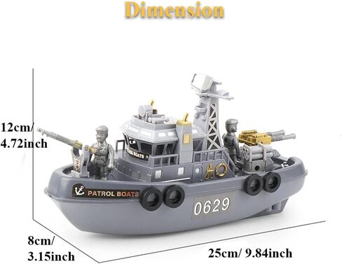 Patrol Boat Toy, Electric Ship Model Coast Guard Vessel Military Ship Cambatant Vessel Pool Warship Model with Sound Effect and Lights in Kuwait