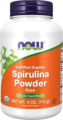 NOW Supplements, Certified Organic, Spirulina Powder, Rich in Beta-Carotene (Vitamin A) and B-12 with naturally occurring GLA & Chlorophyll, 1-Pound in Kuwait