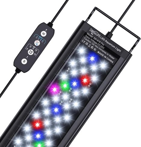 SEAOURA LED Aquarium Light for Fish Tank, 12-18 Inch, Full Spectrum Fish Tank Light with Timer for Freshwater Plant Growth, Auto ON/Off, 10-Intensity, with Extend Brackets, Memory, Day/Night Mode in Kuwait