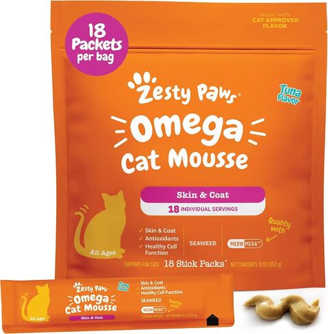 Zesty Paws Cat Fish Oil Mousse - for Skin & Coat, Tuna 18 Ct in Kuwait