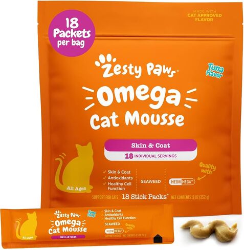 Zesty Paws Cat Fish Oil Mousse - for Skin & Coat, Tuna 18 Ct in Kuwait