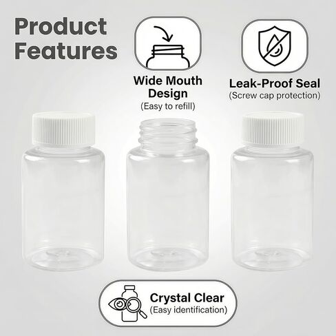 10PCS 200ML / 6.8oz Empty Refillable Square Bottles Plastic Portable Solid Powder Bottles Holder Storage Container Case Box (White) in Kuwait