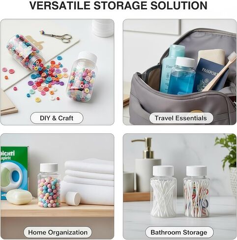 10PCS 200ML / 6.8oz Empty Refillable Square Bottles Plastic Portable Solid Powder Bottles Holder Storage Container Case Box (White) in Kuwait