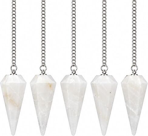 مجموعة GEMSCITE مكونة من 5 قطع من بندول حجر القمر والأحجار الكريمة بألوان قوس قزح، هدية نفسية قوية للتأمل، هدية فنغشوي الصحية، الثروة، الريكي، داوسينج، طاقة العافية، كريستال، شفاء ميتافيزيقي من الهند in Kuwait