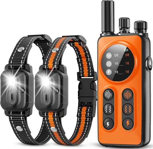 Dog Shock Collar 2 Dogs, 3300ft Dog Training Collar with Remote, Real-time Dual-Channel Remote with 3 Training Modes, Beep, Vibration, Safety Shock, Light, Fits 8-120 lbs All Breeds Sizes - Orange in Saudi Arabia