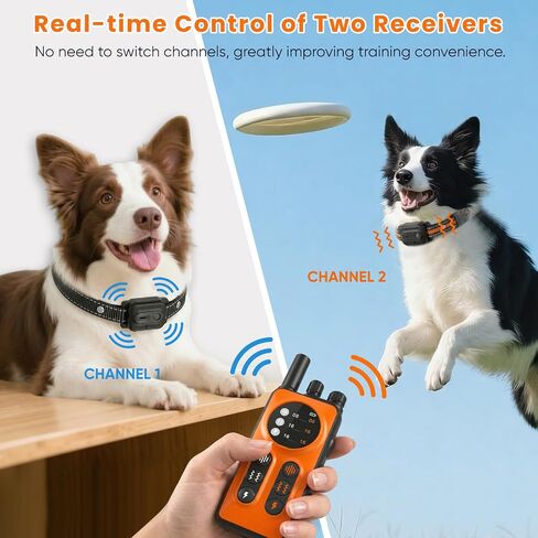 Dog Shock Collar 2 Dogs, 3300ft Dog Training Collar with Remote, Real-time Dual-Channel Remote with 3 Training Modes, Beep, Vibration, Safety Shock, Light, Fits 8-120 lbs All Breeds Sizes - Orange in Saudi Arabia