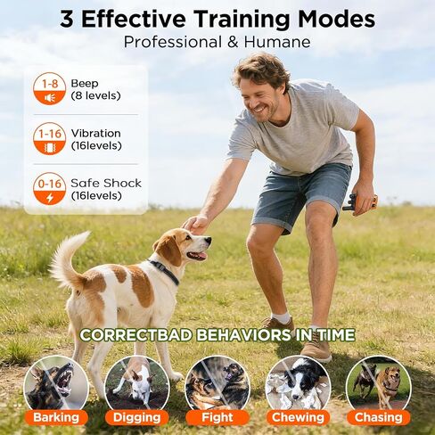Dog Shock Collar 2 Dogs, 3300ft Dog Training Collar with Remote, Real-time Dual-Channel Remote with 3 Training Modes, Beep, Vibration, Safety Shock, Light, Fits 8-120 lbs All Breeds Sizes - Orange in Saudi Arabia