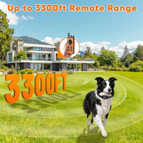 Dog Shock Collar 2 Dogs, 3300ft Dog Training Collar with Remote, Real-time Dual-Channel Remote with 3 Training Modes, Beep, Vibration, Safety Shock, Light, Fits 8-120 lbs All Breeds Sizes - Orange in Saudi Arabia