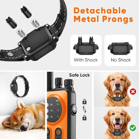 Dog Shock Collar 2 Dogs, 3300ft Dog Training Collar with Remote, Real-time Dual-Channel Remote with 3 Training Modes, Beep, Vibration, Safety Shock, Light, Fits 8-120 lbs All Breeds Sizes - Orange in Saudi Arabia