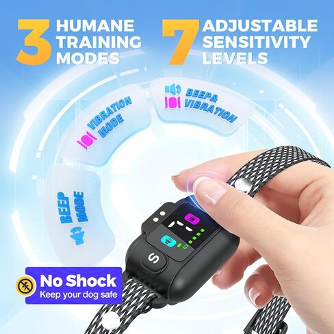PcEoTllar Bark Collar for Small Dogs, Beep & Vibration Mode, Waterproof in Kuwait