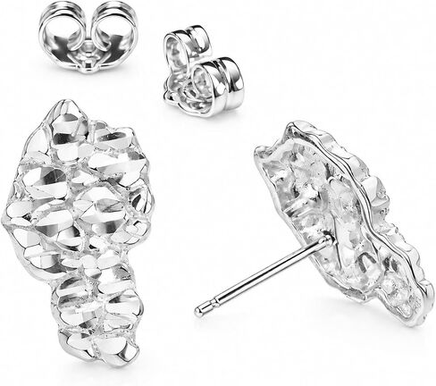 Celebrity Fashion Iced Bling Rapper Nugget Sterling Silver Screw Back Earrings SHS 654 S in Kuwait